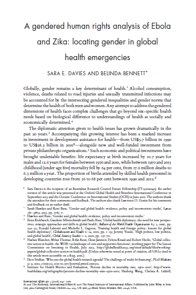 A gendered human rights analysis of Ebola