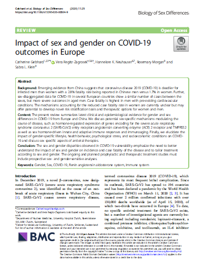 Impact of sex and gender on COVID-19 outcomes in Europe