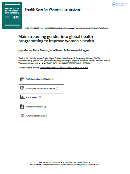 Mainstreaming gender into global women's health programming and policies