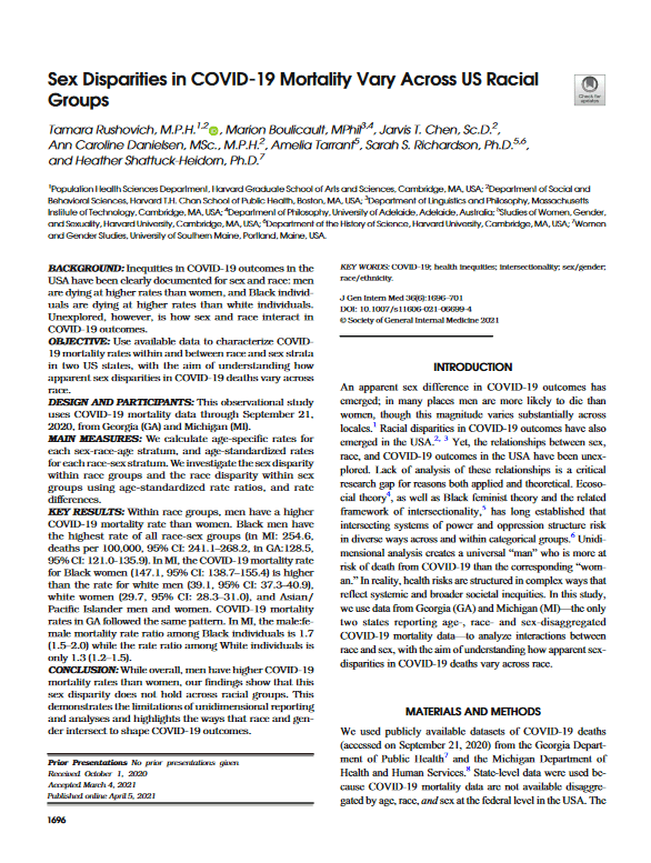 Sex disparities in COVID-19 mortality vary across US racial groups