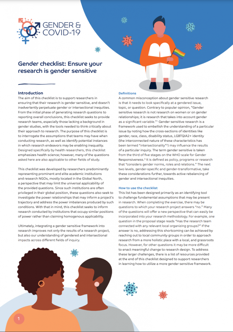 Gender checklist: Ensure your research is gender sensitive > Gender ...